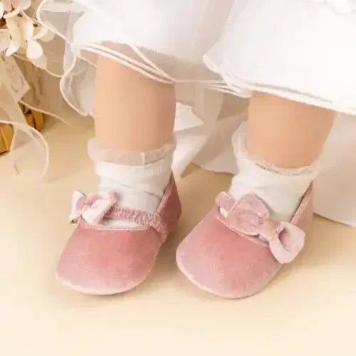 KIDSUN Infant Baby Girls Mary Jane Shoes Non-Slip Rubber Sole Ballet Slippers Princess Dress Wedding Shoes Newborn Crib Shoes First Walkers Shoes - 4