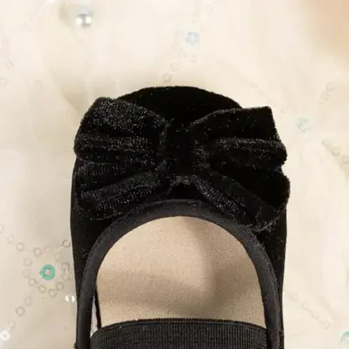 KIDSUN Infant Baby Girls Mary Jane Shoes Non-Slip Rubber Sole Ballet Slippers Princess Dress Wedding Shoes Newborn Crib Shoes First Walkers Shoes - 6