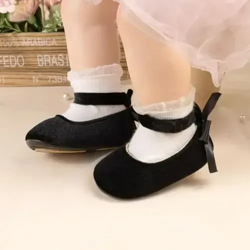 KIDSUN Infant Baby Girls Mary Jane Shoes Non-Slip Rubber Sole Ballet Slippers Princess Dress Wedding Shoes Newborn Crib Shoes First Walkers Shoes - 5