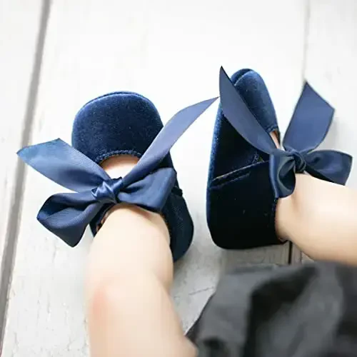 KIDSUN Infant Baby Girls Mary Jane Shoes Non-Slip Rubber Sole Ballet Slippers Princess Dress Wedding Shoes Newborn Crib Shoes First Walkers Shoes - 3