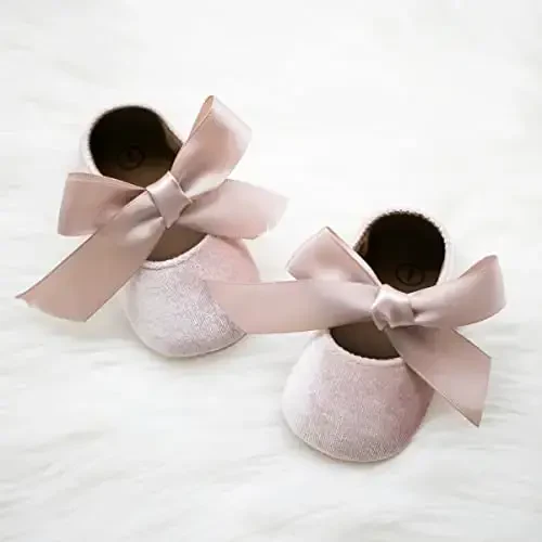 KIDSUN Infant Baby Girls Mary Jane Shoes Non-Slip Rubber Sole Ballet Slippers Princess Dress Wedding Shoes Newborn Crib Shoes First Walkers Shoes - 5