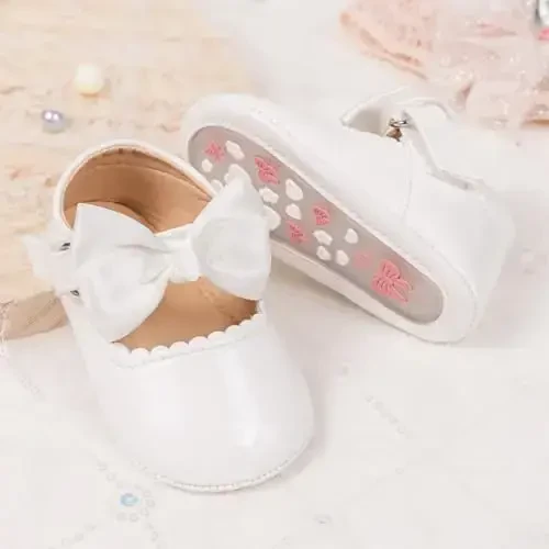 KIDSUN Infant Baby Girls Mary Jane Shoes Non-Slip Rubber Sole Ballet Slippers Princess Dress Wedding Shoes Newborn Crib Shoes First Walkers Shoes - 5
