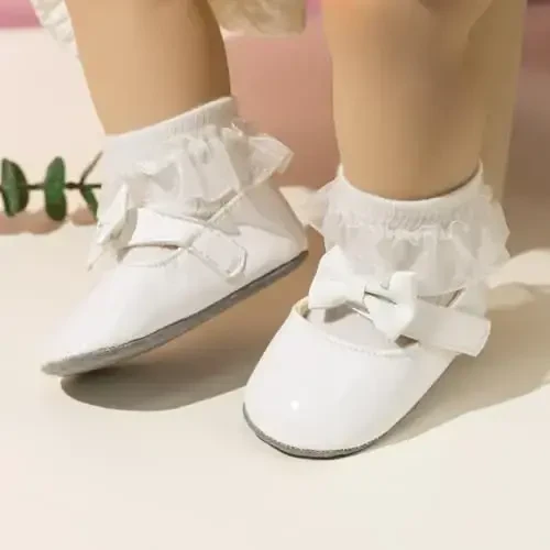 KIDSUN Infant Baby Girls Mary Jane Shoes Non-Slip Rubber Sole Ballet Slippers Princess Dress Wedding Shoes Newborn Crib Shoes First Walkers Shoes - 5