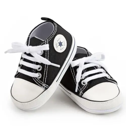 KIDSUN Tutoo Unisex Baby Boys Girls High Top Sneaker Soft Anti-Slip Sole Newborn Infant First Walkers Canvas Denim Shoes - KIDSUN (1)
