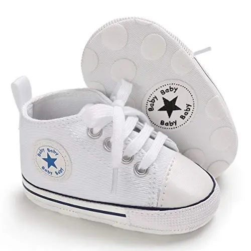 KIDSUN Tutoo Unisex Baby Boys Girls High Top Sneaker Soft Anti-Slip Sole Newborn Infant First Walkers Canvas Denim Shoes 