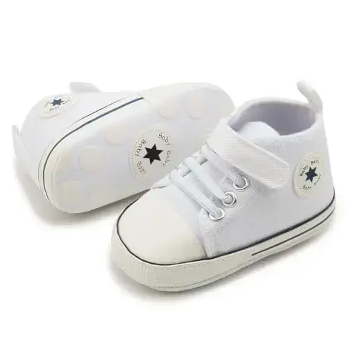 KIDSUN Unisex Baby Boy Girl Canvas Sneaker Soft Sole Infant Lace up Newborn Ankle Toddler First Walkers Crib Shoes - 2