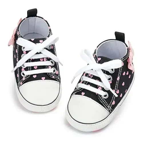 KIDSUN Unisex Baby Boy Girl Canvas Sneaker Soft Sole Infant Lace up Newborn Ankle Toddler First Walkers Crib Shoes - 4