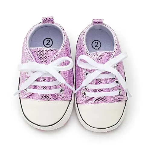 KIDSUN Unisex Baby Boy Girl Canvas Sneaker Soft Sole Infant Lace up Newborn Ankle Toddler First Walkers Crib Shoes - 4