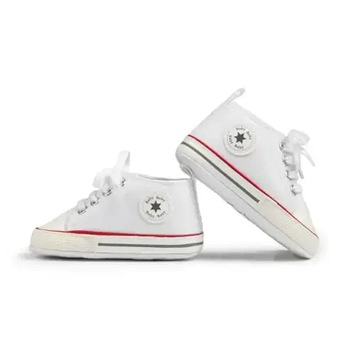 KIDSUN Unisex Baby Boy Girl Canvas Sneaker Soft Sole Infant Lace up Newborn Ankle Toddler First Walkers Crib Shoes - 2