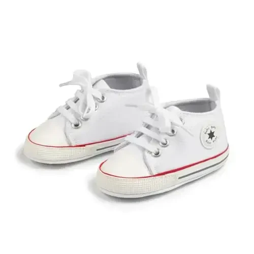 KIDSUN Unisex Baby Boy Girl Canvas Sneaker Soft Sole Infant Lace up Newborn Ankle Toddler First Walkers Crib Shoes - 4