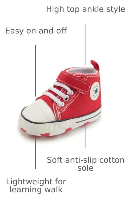 KIDSUN Unisex Baby Boy Girl Canvas Sneaker Soft Sole Infant Lace up Newborn Ankle Toddler First Walkers Crib Shoes - 3