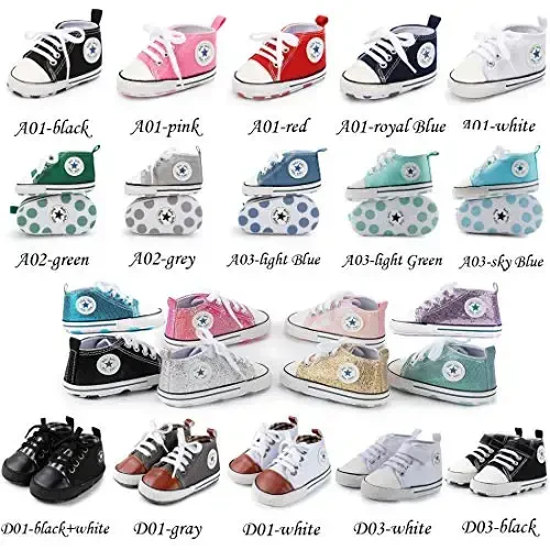 KIDSUN Unisex Baby Boys Girls High Top Sneaker Soft Anti-Slip Sole Newborn Infant First Walkers Canvas Denim Shoes 