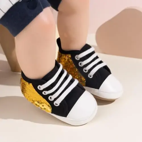 KIDSUN Unisex Baby Boys Girls High Top Sneaker Soft Anti-Slip Sole Newborn Infant First Walkers Canvas Denim Shoes - KIDSUN (1)