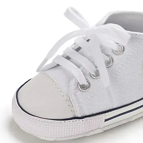 KIDSUN Unisex Baby Boys Girls High Top Sneaker Soft Anti-Slip Sole Newborn Infant First Walkers Canvas Denim Shoes - 3