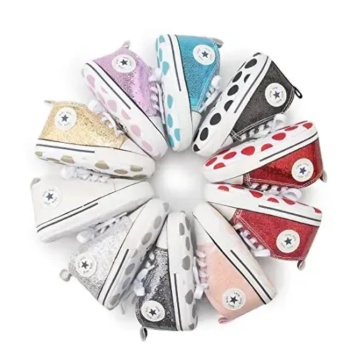 KIDSUN Unisex Baby Boys Girls High Top Sneaker Soft Anti-Slip Sole Newborn Infant First Walkers Canvas Denim Shoes - KIDSUN (1)