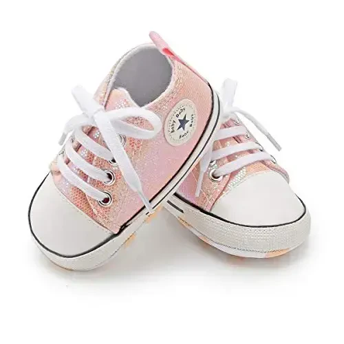 KIDSUN Unisex Baby Boys Girls High Top Sneaker Soft Anti-Slip Sole Newborn Infant First Walkers Canvas Denim Shoes - KIDSUN (1)