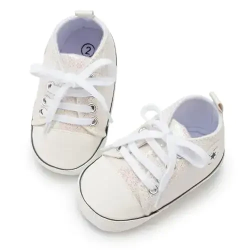 KIDSUN Unisex Baby Boys Girls High Top Sneaker Soft Anti-Slip Sole Newborn Infant First Walkers Canvas Denim Shoes - 5