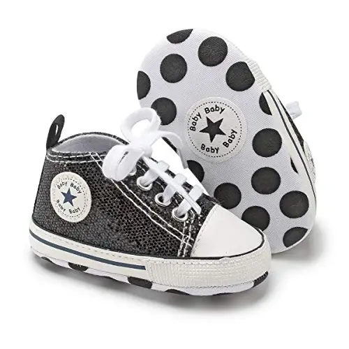 KIDSUN Tutoo Unisex Baby Boys Girls High Top Sneaker Soft Anti-Slip Sole Newborn Infant First Walkers Canvas Denim Shoes 