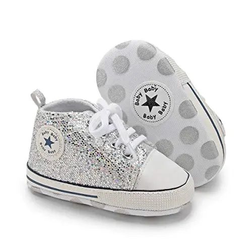 KIDSUN Tutoo Unisex Baby Boys Girls High Top Sneaker Soft Anti-Slip Sole Newborn Infant First Walkers Canvas Denim Shoes 