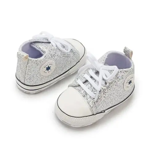 KIDSUN Tutoo Unisex Baby Boys Girls High Top Sneaker Soft Anti-Slip Sole Newborn Infant First Walkers Canvas Denim Shoes - 3