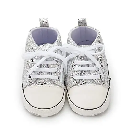 KIDSUN Tutoo Unisex Baby Boys Girls High Top Sneaker Soft Anti-Slip Sole Newborn Infant First Walkers Canvas Denim Shoes - 5