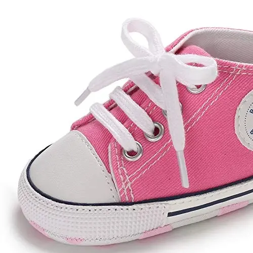 KIDSUN Unisex Baby Boys Girls High Top Sneaker Soft Anti-Slip Sole Newborn Infant First Walkers Canvas Denim Shoes - 3