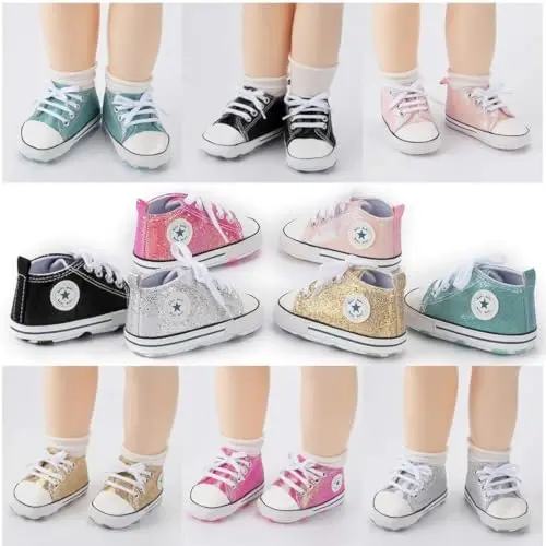 KIDSUN Unisex Baby Boys Girls High Top Sneaker Soft Anti-Slip Sole Newborn Infant First Walkers Canvas Denim Shoes - 3