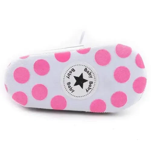 KIDSUN Unisex Baby Boys Girls High Top Sneaker Soft Anti-Slip Sole Newborn Infant First Walkers Canvas Denim Shoes - 5