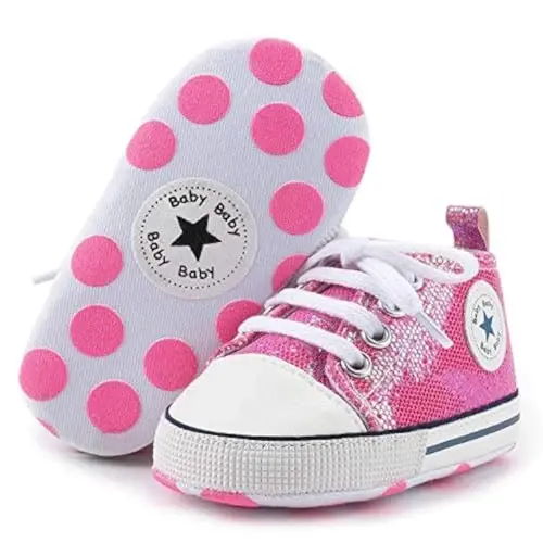 KIDSUN Unisex Bebek Erkek Kız Çocuk Yüksek Toplu Spor Ayakkabı Yumuşak Kaymaz Taban Yenidoğan Bebek İlk Adım Tuval Kot Ayakkabı 