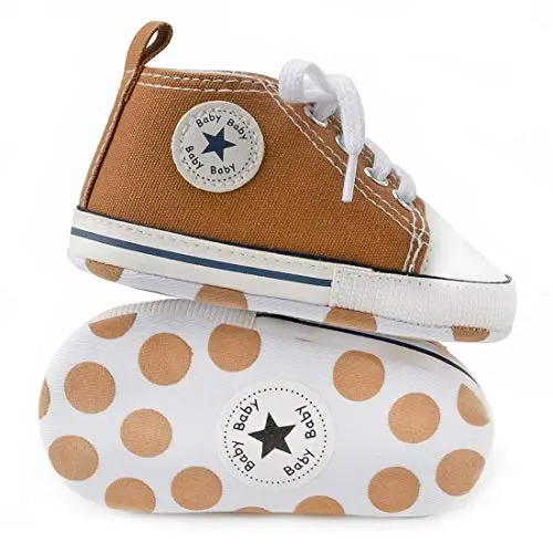 KIDSUN Unisex Baby Boy Girl Canvas Sneaker Soft Sole Infant Lace up Newborn Ankle Toddler First Walkers Crib Shoes 