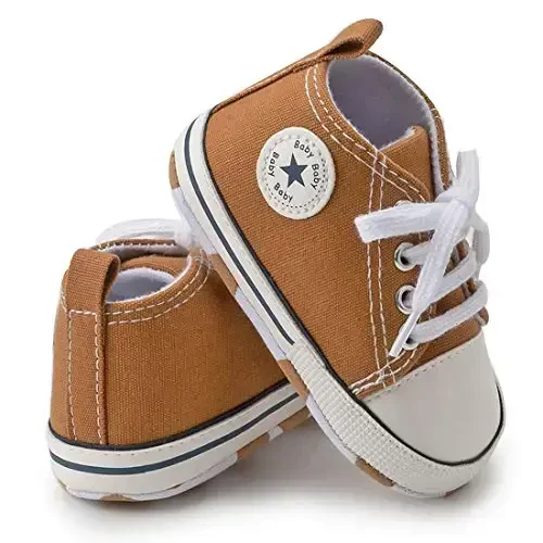 KIDSUN Unisex Baby Boy Girl Canvas Sneaker Soft Sole Infant Lace up Newborn Ankle Toddler First Walkers Crib Shoes - 3