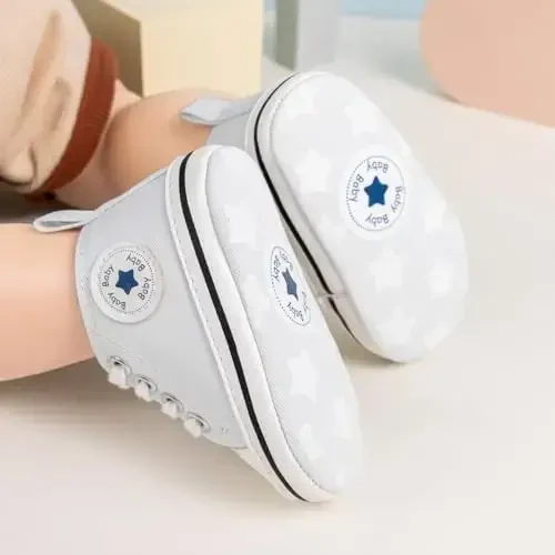 KIDSUN Unisex Baby Boy Girl Canvas Sneaker Soft Sole Infant Lace up Newborn Ankle Toddler First Walkers Crib Shoes - MODAZONE (1)