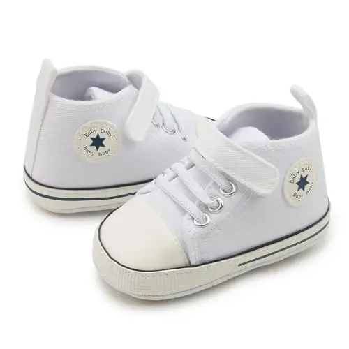 KIDSUN Unisex Baby Boy Girl Canvas Sneaker Soft Sole Infant Lace up Newborn Ankle Toddler First Walkers Crib Shoes - 3