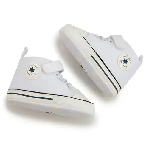 KIDSUN Unisex Baby Boy Girl Canvas Sneaker Soft Sole Infant Lace up Newborn Ankle Toddler First Walkers Crib Shoes - 5