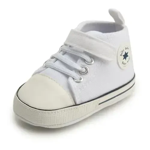 KIDSUN Unisex Baby Boy Girl Canvas Sneaker Soft Sole Infant Lace up Newborn Ankle Toddler First Walkers Crib Shoes - 6