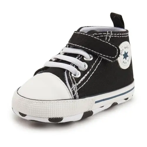 KIDSUN Unisex Baby Boy Girl Canvas Sneaker Soft Sole Infant Lace up Newborn Ankle Toddler First Walkers Crib Shoes - 4