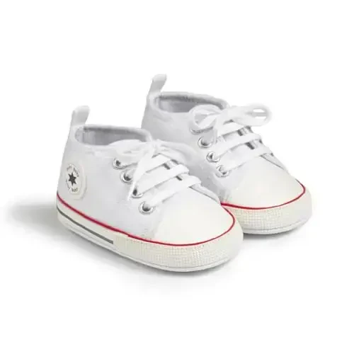 KIDSUN Unisex Baby Boy Girl Canvas Sneaker Soft Sole Infant Lace up Newborn Ankle Toddler First Walkers Crib Shoes - 3