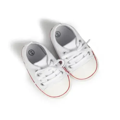 KIDSUN Unisex Baby Boy Girl Canvas Sneaker Soft Sole Infant Lace up Newborn Ankle Toddler First Walkers Crib Shoes - 5