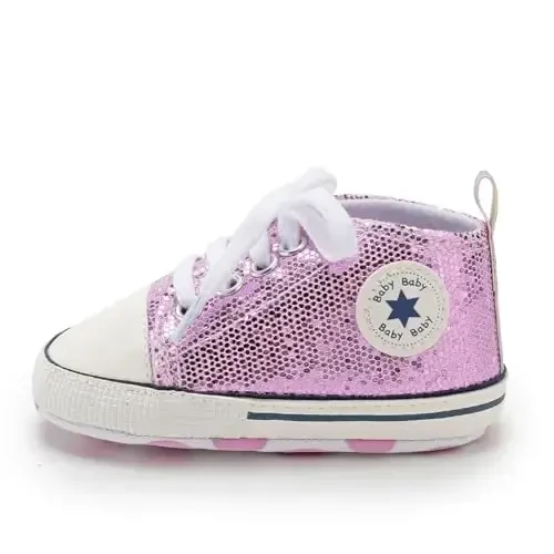 KIDSUN Unisex Baby Boy Girl Canvas Sneaker Soft Sole Infant Lace up Newborn Ankle Toddler First Walkers Crib Shoes - 6