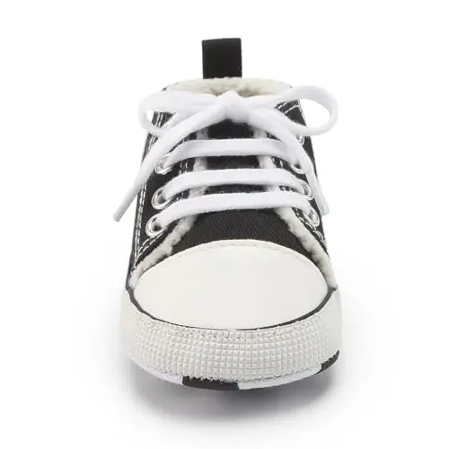 KIDSUN Tutoo Unisex Baby Boys Girls High Top Sneaker Soft Anti-Slip Sole Newborn Infant First Walkers Canvas Denim Shoes - 5
