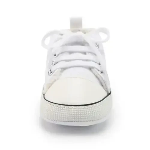 KIDSUN Unisex Baby Boy Girl Canvas Sneaker Soft Sole Infant Lace up Newborn Ankle Toddler First Walkers Crib Shoes - 5