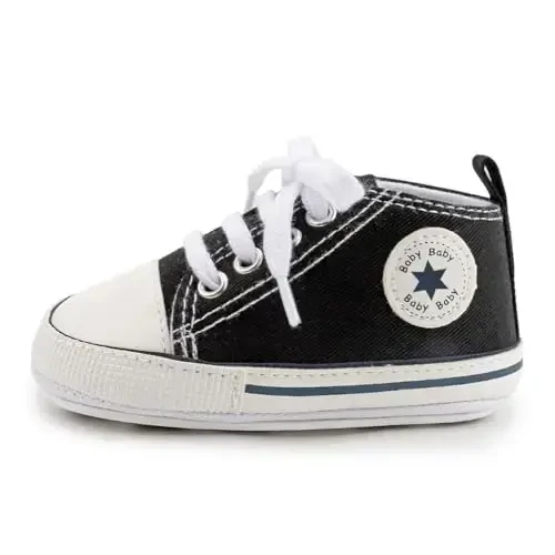 KIDSUN Unisex Chaqaloq O'g'il Qizlar Yuqori Top Krossovkalar Yumshoq Sirpanishga Qarshi Taglik Yangi Tug'ilgan Chaqaloq Birinchi Yuruvchilar Tuval Denim Poyabzal - 6