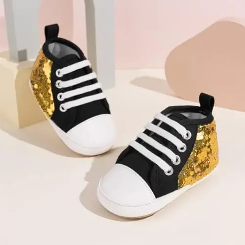 KIDSUN Unisex Chaqaloq O'g'il Qizlar Yuqori Top Krossovkalar Yumshoq Sirpanishga qarshi Taglik Yangi Tug'ilgan Chaqaloq Birinchi Yuruvchilar Tuval Jinsi Shim Oyoq Kiyimlari - 9