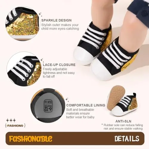 KIDSUN Unisex Chaqaloq O'g'il Qizlar Yuqori Top Krossovkalar Yumshoq Sirpanishga qarshi Taglik Yangi Tug'ilgan Chaqaloq Birinchi Yuruvchilar Tuval Jinsi Shim Oyoq Kiyimlari - 11