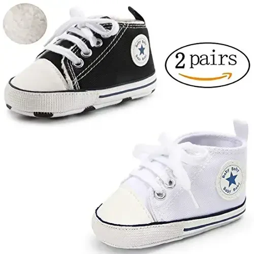 KIDSUN Unisex Chaqaloq O'g'il Qizlar Yuqori Top Krossovkalar Yumshoq Sirpanishga qarshi Taglik Yangi tug'ilgan chaqaloqlar Birinchi yuruvchilar Tuval Denim Poyafzal - 5