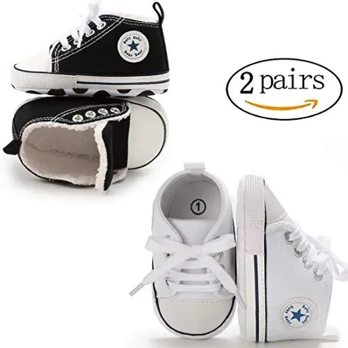 KIDSUN Unisex Chaqaloq O'g'il Qizlar Yuqori Top Krossovkalar Yumshoq Sirpanishga qarshi Taglik Yangi tug'ilgan chaqaloqlar Birinchi yuruvchilar Tuval Denim Poyafzal - 9