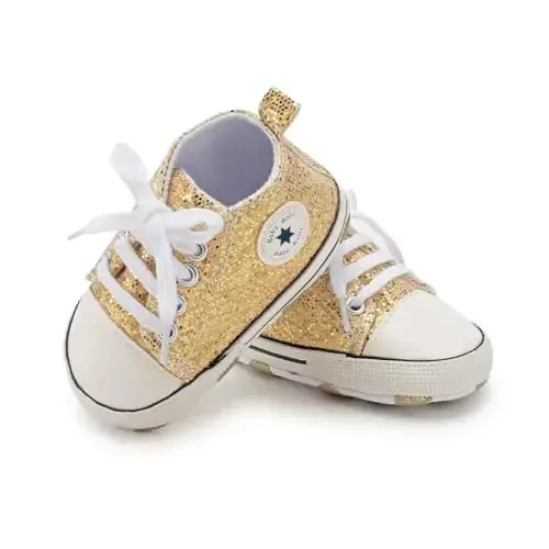 KIDSUN Unisex Chaqaloq O'g'il Qizlar Yuqori Top Krossovkalar Yumshoq Sirpanishga qarshi Taglik Yangi tug'ilgan chaqaloqlar Birinchi Yuruvchilar Tuval Jinsi Shimlar - 2