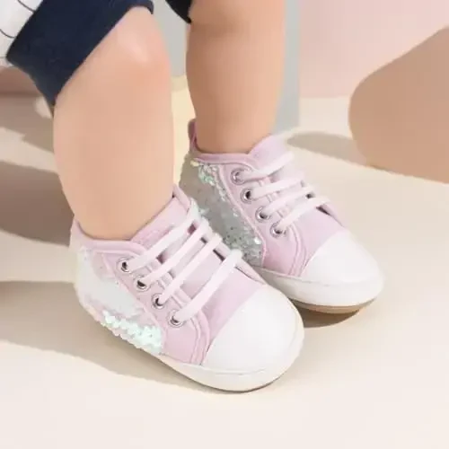 KIDSUN Unisex Chaqaloq O'g'il Qizlar Yuqori Top Sneaker Yumshoq Sirpanishga qarshi Taglik Yangi tug'ilgan chaqaloqlar Birinchi Yuruvchilar Kanvas Jinsi Shim Oyoq Kiyimlari - KIDSUN (1)