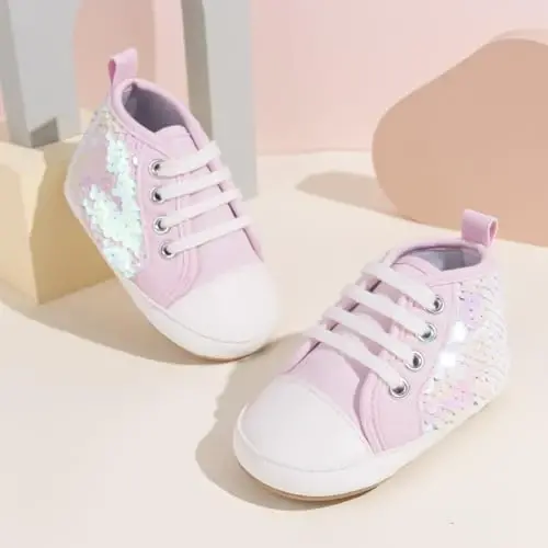 KIDSUN Unisex Chaqaloq O'g'il Qizlar Yuqori Top Sneaker Yumshoq Sirpanishga qarshi Taglik Yangi tug'ilgan chaqaloqlar Birinchi Yuruvchilar Kanvas Jinsi Shim Oyoq Kiyimlari - 9