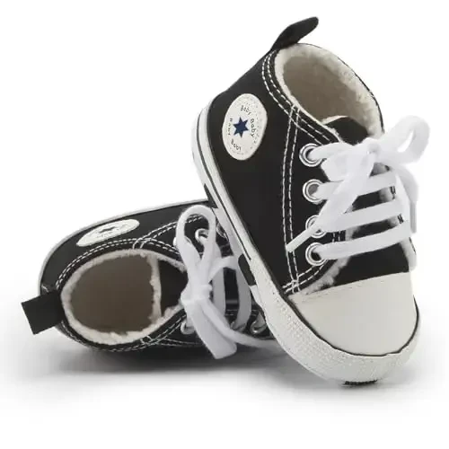 KIDSUN Unisex Chaqaloq O'g'il Qizlar Yuqori Top Sneaker Yumshoq Sirpanishga Qarshi Taglik Yangi Tug'ilgan Go'dak Birinchi Yuruvchilar Tuval Denim Poyabzal - 2